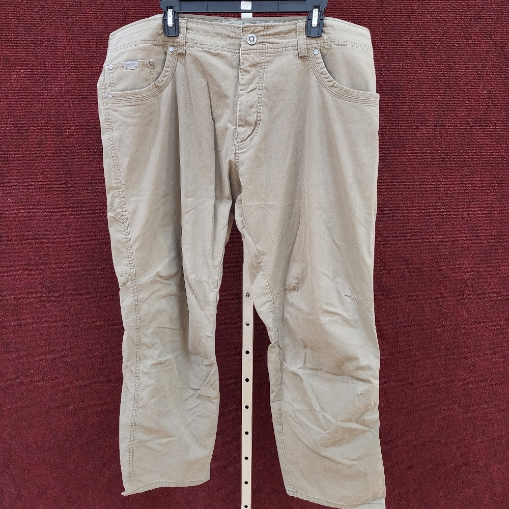 Kuhl Revolvr Pants Mens 40x30 Khaki Stretch Hiking Outdoor Travel Canvas Cargo